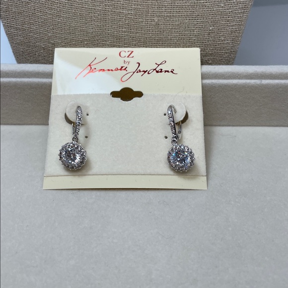 Kenneth Jay Lane Sparkling Silver Drop Post CZ Earrings. Brilliant Sparkle! - Picture 1 of 3